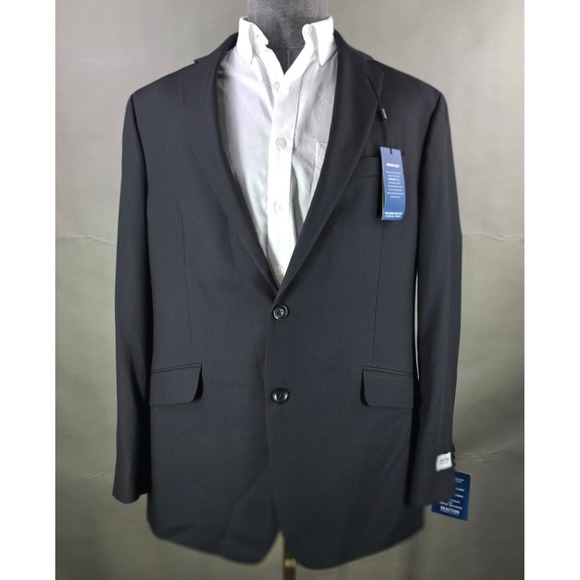 Kenneth Cole Reaction 2 Piece Suit Mens 46L Pants 40W Black Business Casual NWT - Picture 2 of 15